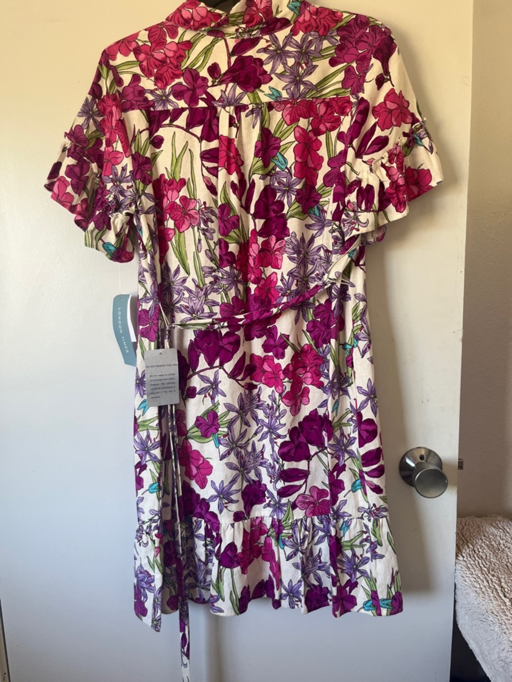 London Times Fuchsia and Cream Floral Dress or tunic - Picture 7 of 11
